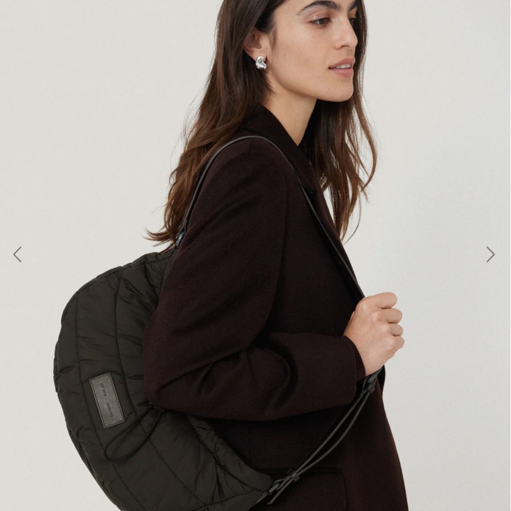 Jigsaw Nylon Drawstring Crossbody in Chocolate